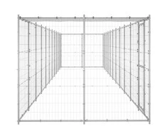 Lauko voljeras šunims su stogu, galvanizuotas plienas, 26,62m²
