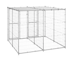 Lauko voljeras šunims su stogu, galvanizuotas plienas, 4,84m²