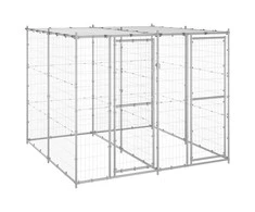 Lauko voljeras šunims su stogu, galvanizuotas plienas, 4,84m²