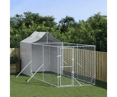 Lauko voljeras šunims su stogu, sidabrinis, 2x6x2,5m, plienas