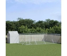 Lauko voljeras šunims su stogu, sidabrinis, 10x6x2,5m, plienas