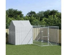 Lauko voljeras šunims su stogu, sidabrinis, 4x4x2,5m, plienas