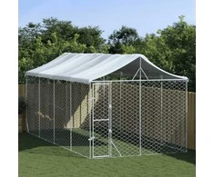 Lauko voljeras šunims su stogu, sidabrinis, 3x6x2,5m, plienas