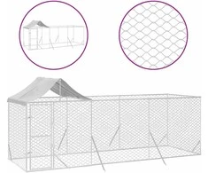 Lauko voljeras šunims su stogu, sidabrinis, 6x2x2,5m, plienas