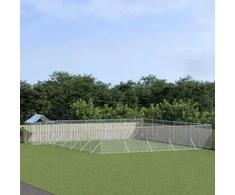 Lauko voljeras šunims su stogu, sidabrinis, 12x12x2,5m, plienas