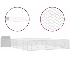 Lauko voljeras šunims su stogu, sidabrinis, 12x12x2,5m, plienas