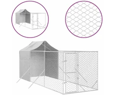 Lauko voljeras šunims su stogu, sidabrinis, 2x6x2,5m, plienas