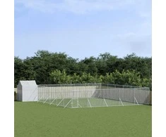 Lauko voljeras šunims su stogu, sidabrinis, 12x12x2,5m, plienas