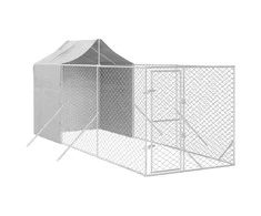 Lauko voljeras šunims su stogu, sidabrinis, 2x6x2,5m, plienas