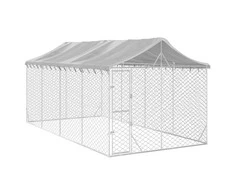 Lauko voljeras šunims su stogu, sidabrinis, 3x6x2,5m, plienas