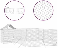 Lauko voljeras šunims su stogu, sidabrinis, 6x6x2,5m, plienas