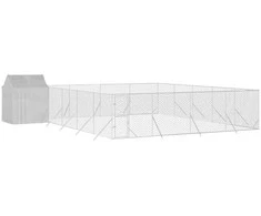Lauko voljeras šunims su stogu, sidabrinis, 10x10x2,5m, plienas