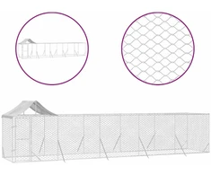 Lauko voljeras šunims su stogu, sidabrinis, 10x2x2,5m, plienas