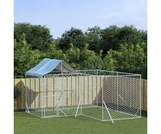 Lauko voljeras šunims su stogu, sidabrinis, 4x4x2,5m, plienas