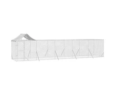 Lauko voljeras šunims su stogu, sidabrinis, 10x2x2,5m, plienas