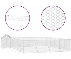 Lauko voljeras šunims su stogu, sidabrinis, 10x8x2,5m, plienas
