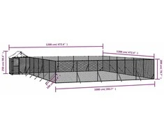 Lauko voljeras šunims su stogu, sidabrinis, 12x12x2,5m, plienas