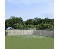 Lauko voljeras šunims su stogu, sidabrinis, 10x8x2,5m, plienas