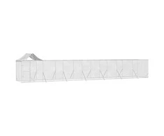 Lauko voljeras šunims su stogu, sidabrinis, 14x2x2,5m, plienas