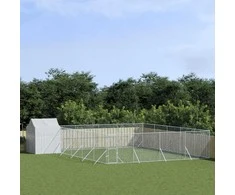 Lauko voljeras šunims su stogu, sidabrinis, 10x10x2,5m, plienas