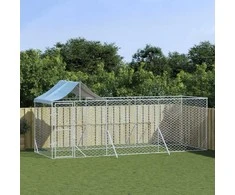 Lauko voljeras šunims su stogu, sidabrinis, 6x2x2,5m, plienas
