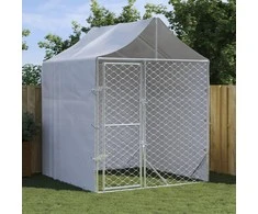 Lauko voljeras šunims su stogu, sidabrinis, 2x2x2,5m, plienas