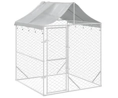 Lauko voljeras šunims su stogu, sidabrinis, 2x2x2,5m, plienas