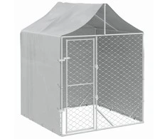 Lauko voljeras šunims su stogu, sidabrinis, 2x2x2,5m, plienas