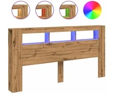 LED galvūgalis, artisano ąžuolo, 200x18,5x103,5cm, mediena