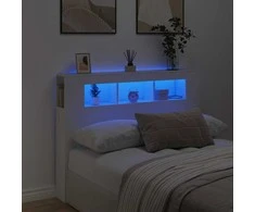 LED galvūgalis, baltas, 140x18,5x103,5cm, apdirbta mediena