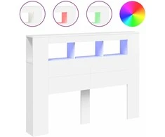 LED galvūgalis, baltas, 140x18,5x103,5cm, apdirbta mediena