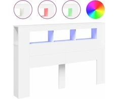 LED galvūgalis, baltas, 160x18,5x103,5cm, apdirbta mediena