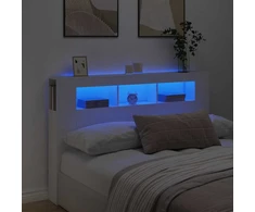 LED galvūgalis, baltas, 160x18,5x103,5cm, apdirbta mediena