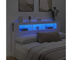 LED galvūgalis, baltas, 180x18,5x103,5cm, apdirbta mediena