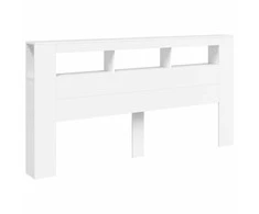 LED galvūgalis, baltas, 200x18,5x103,5cm, apdirbta mediena