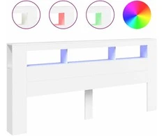LED galvūgalis, baltas, 220x18,5x103,5cm, apdirbta mediena