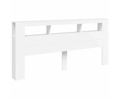 LED galvūgalis, baltas, 220x18,5x103,5cm, apdirbta mediena