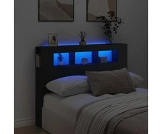 LED galvūgalis, juodas, 140x18,5x103,5cm, apdirbta mediena