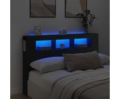 LED galvūgalis, juodas, 160x18,5x103,5cm, apdirbta mediena