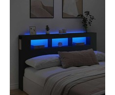 LED galvūgalis, juodas, 180x18,5x103,5cm, apdirbta mediena