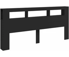 LED galvūgalis, juodas, 220x18,5x103,5cm, apdirbta mediena