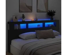 LED galvūgalis, juodas, 220x18,5x103,5cm, apdirbta mediena