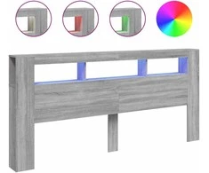 LED galvūgalis, pilkas ąžuolo, 220x18,5x103,5cm, mediena