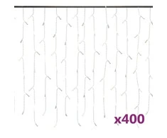 LED girlianda varvekliai, 10m, 400 šaltų baltų LED, 8 funkcijos