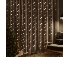 LED lempučių užuolaida, 3x3m, 300 šiltų baltų LED lempučių