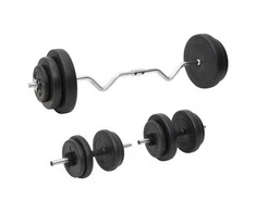 Lenkta štanga ir svarmenys su svoriais, 60kg
