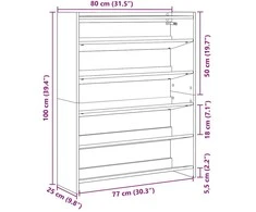 Lentyna batams, betono pilka, 80x25x100cm, apdirbta mediena