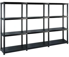 Lentyna daiktams, 4 aukštų, juoda, 183x30,5x130cm, plastikas