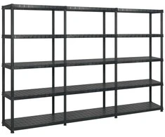 Lentyna daiktams, 5 aukštų, juoda, 274,5x45,7x185cm, plastikas