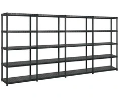 Lentyna daiktams, 5 aukštų, juoda, 340x40x185cm, plastikas